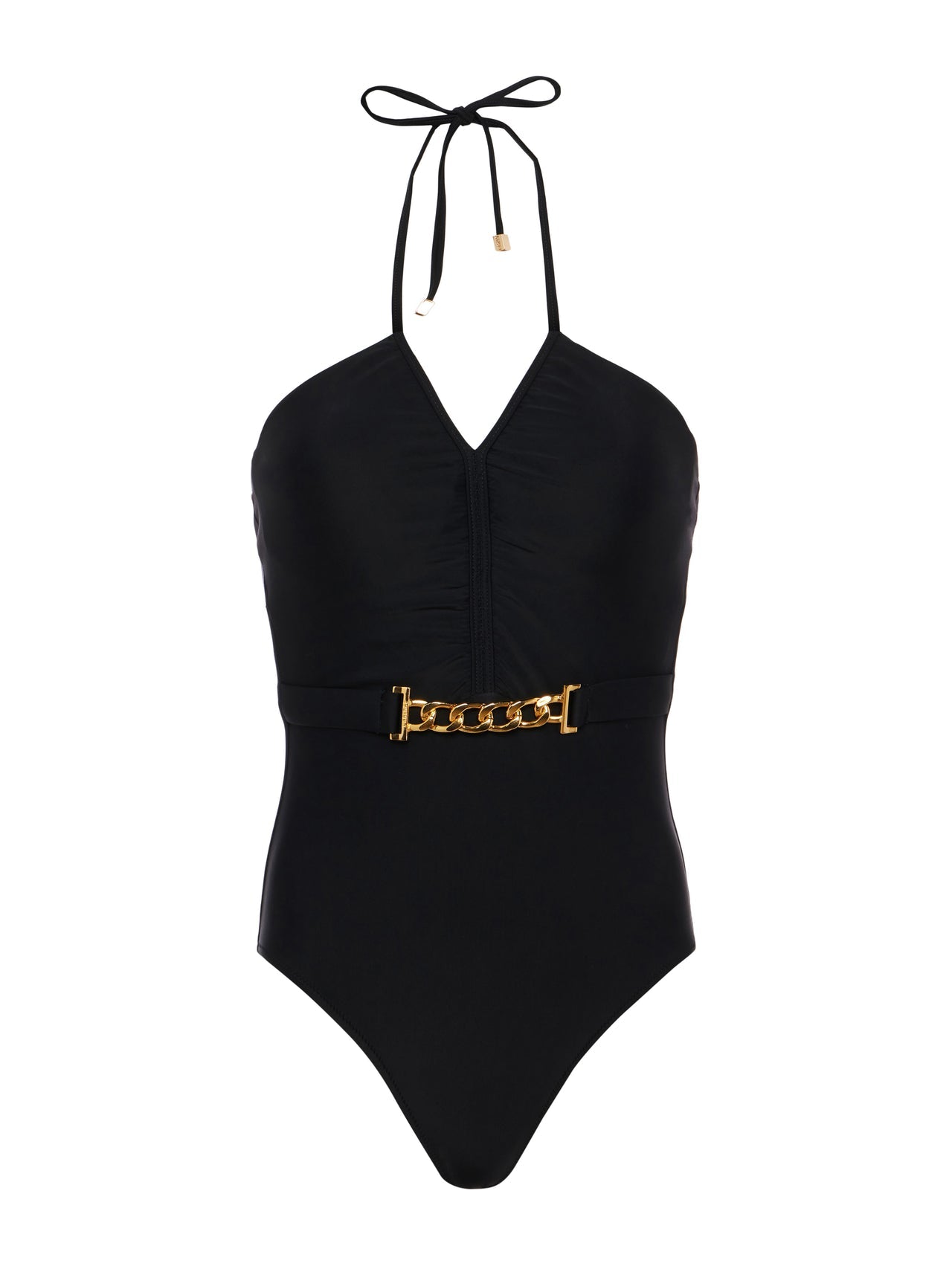 Leila Halter One-Piece Swimsuit in Black