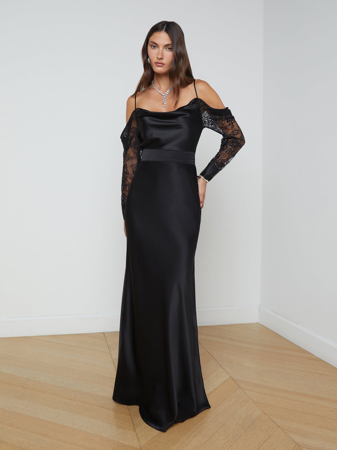 Ryker Silk Maxi Skirt in Black