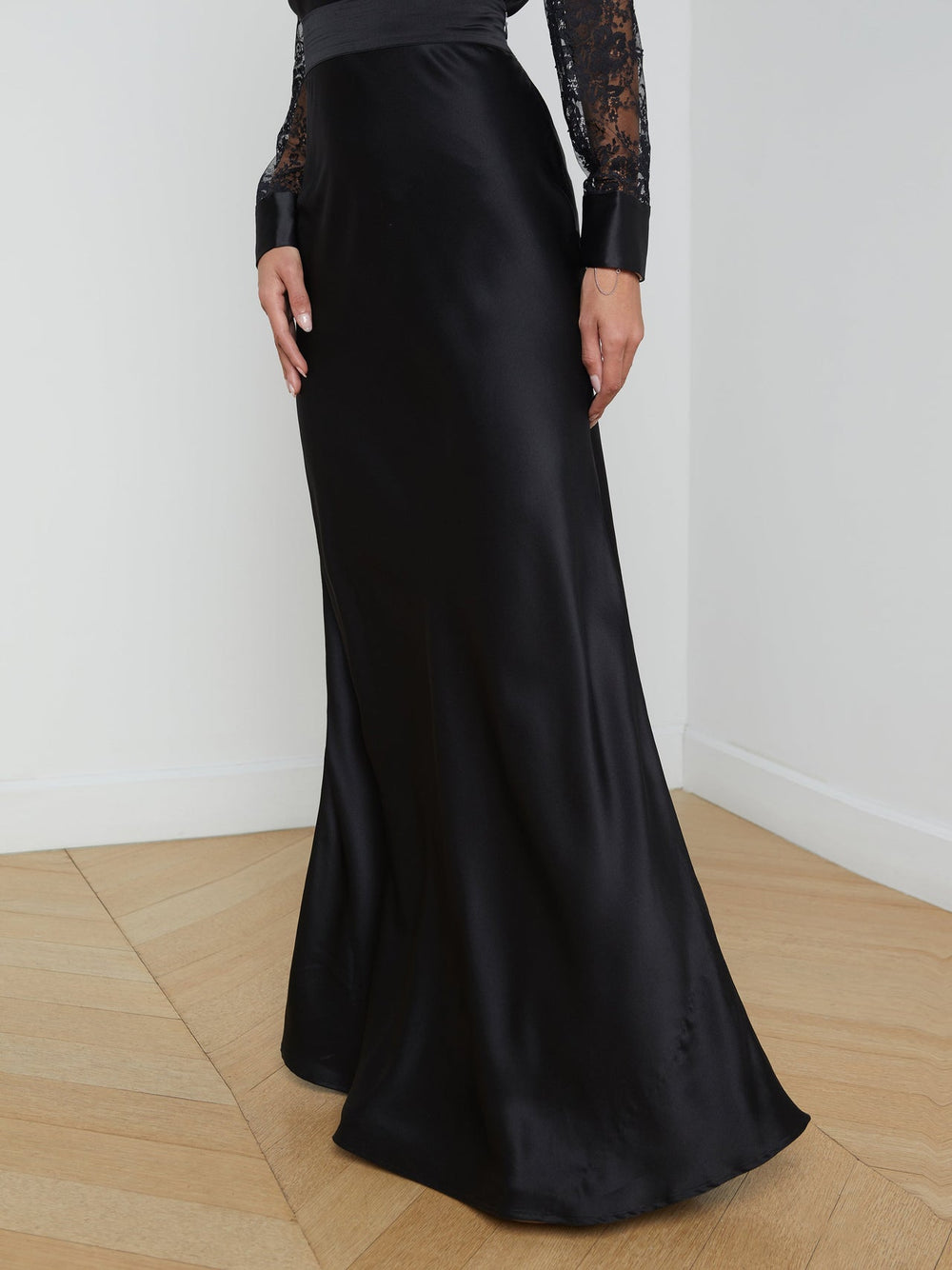 Ryker Silk Maxi Skirt in Black
