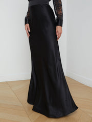 Ryker Silk Maxi Skirt in Black