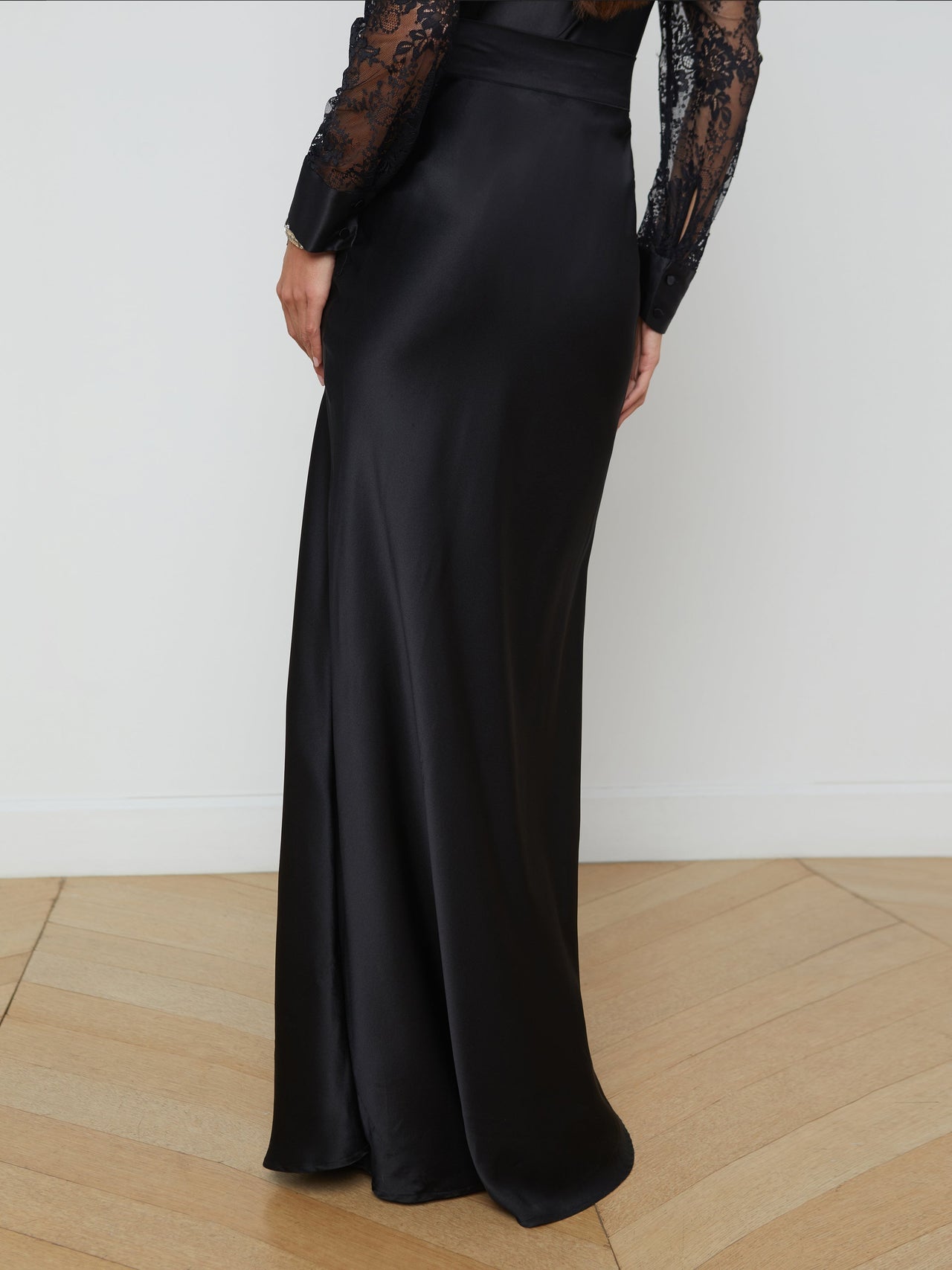 Ryker Silk Maxi Skirt in Black