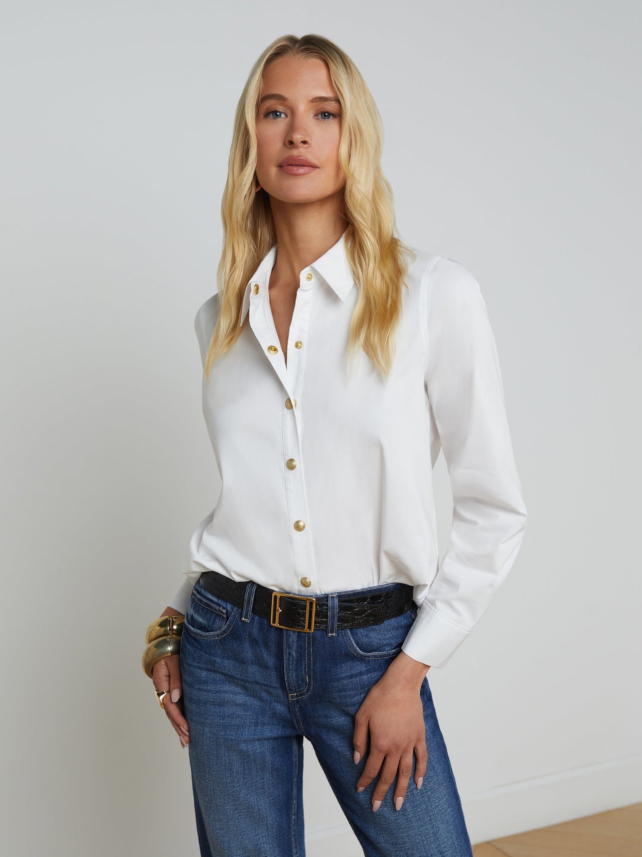 Ellery Shirt in White/Gold
