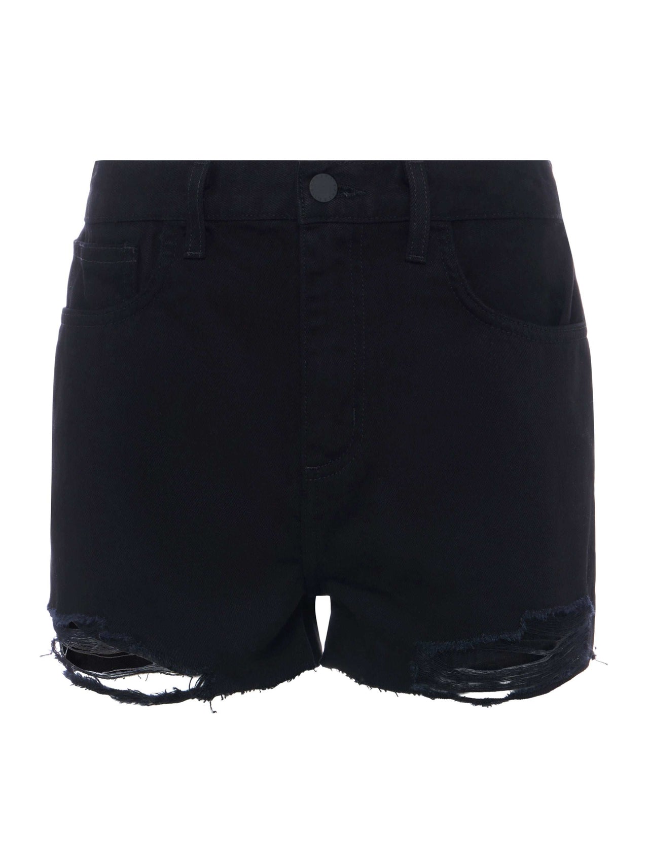 Clark High-Rise Distressed Jean Short in Noir Desctruct