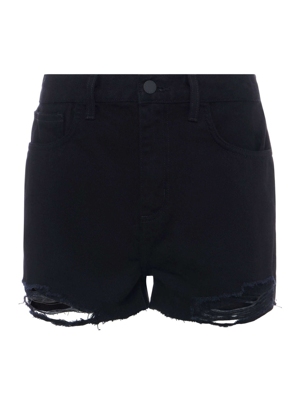 Clark High-Rise Distressed Jean Short in Noir Desctruct