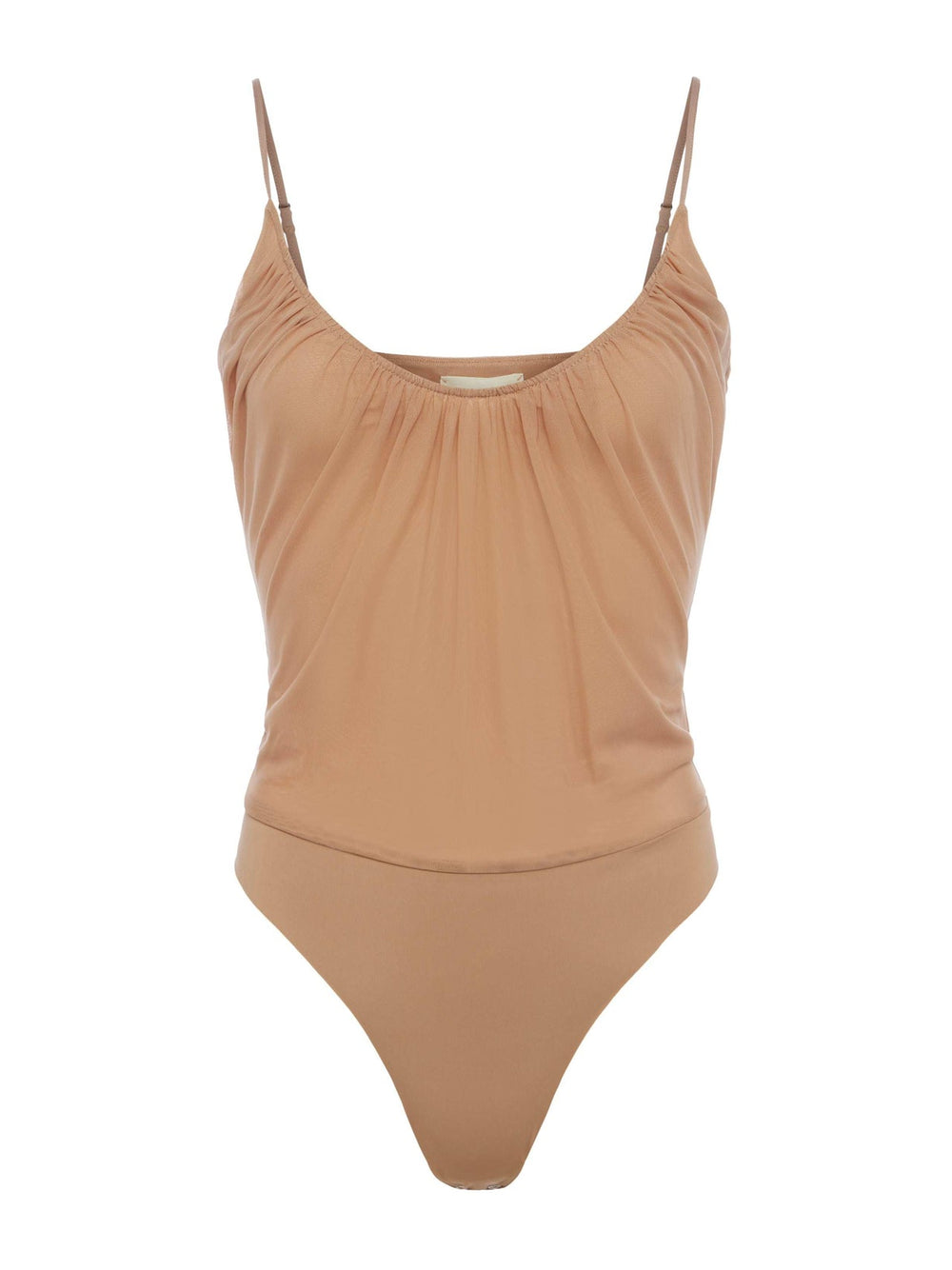 Gelina Ruched Bodysuit in Dark Cappuccino