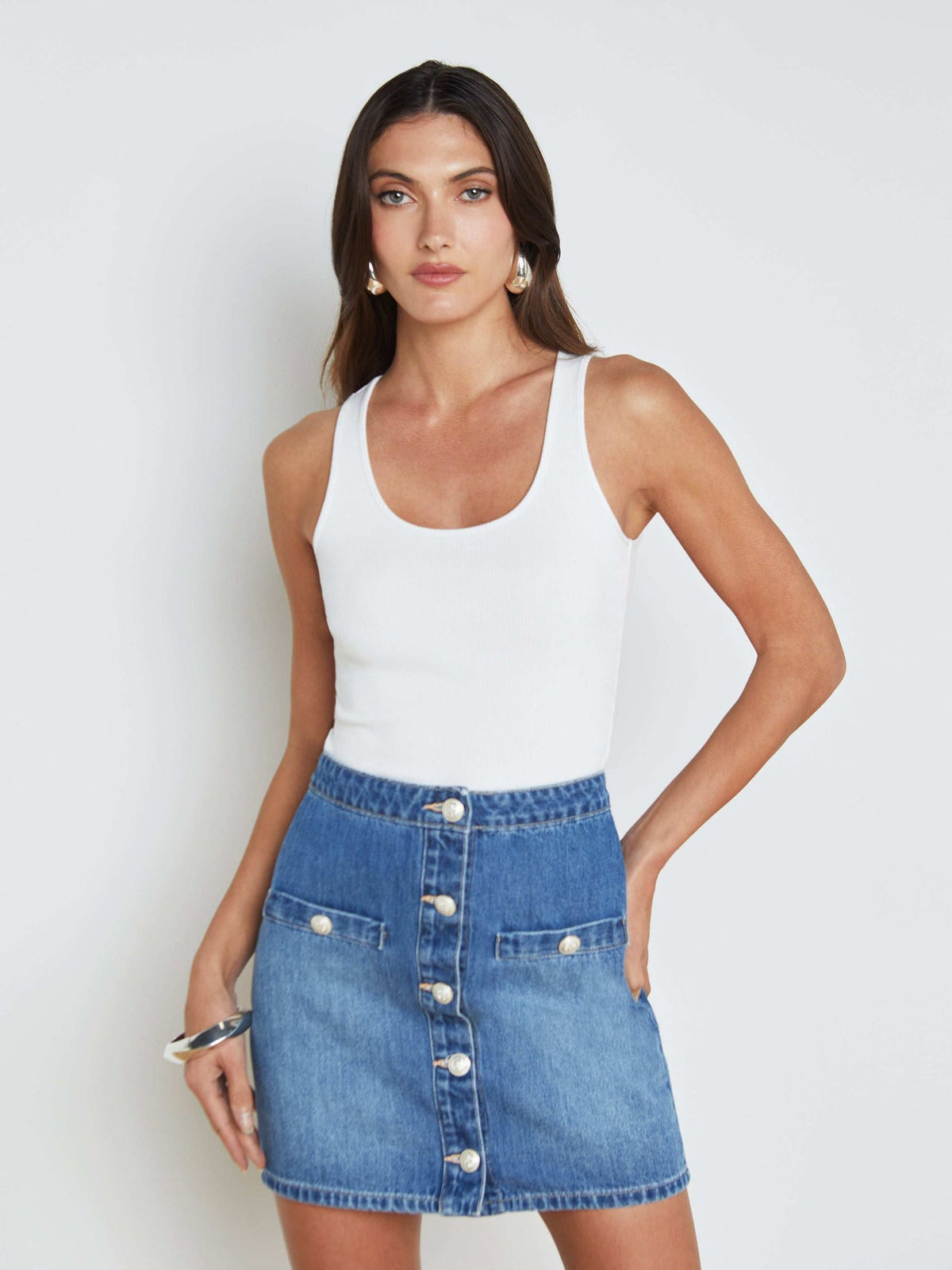 Adira Scoopneck Tank in White