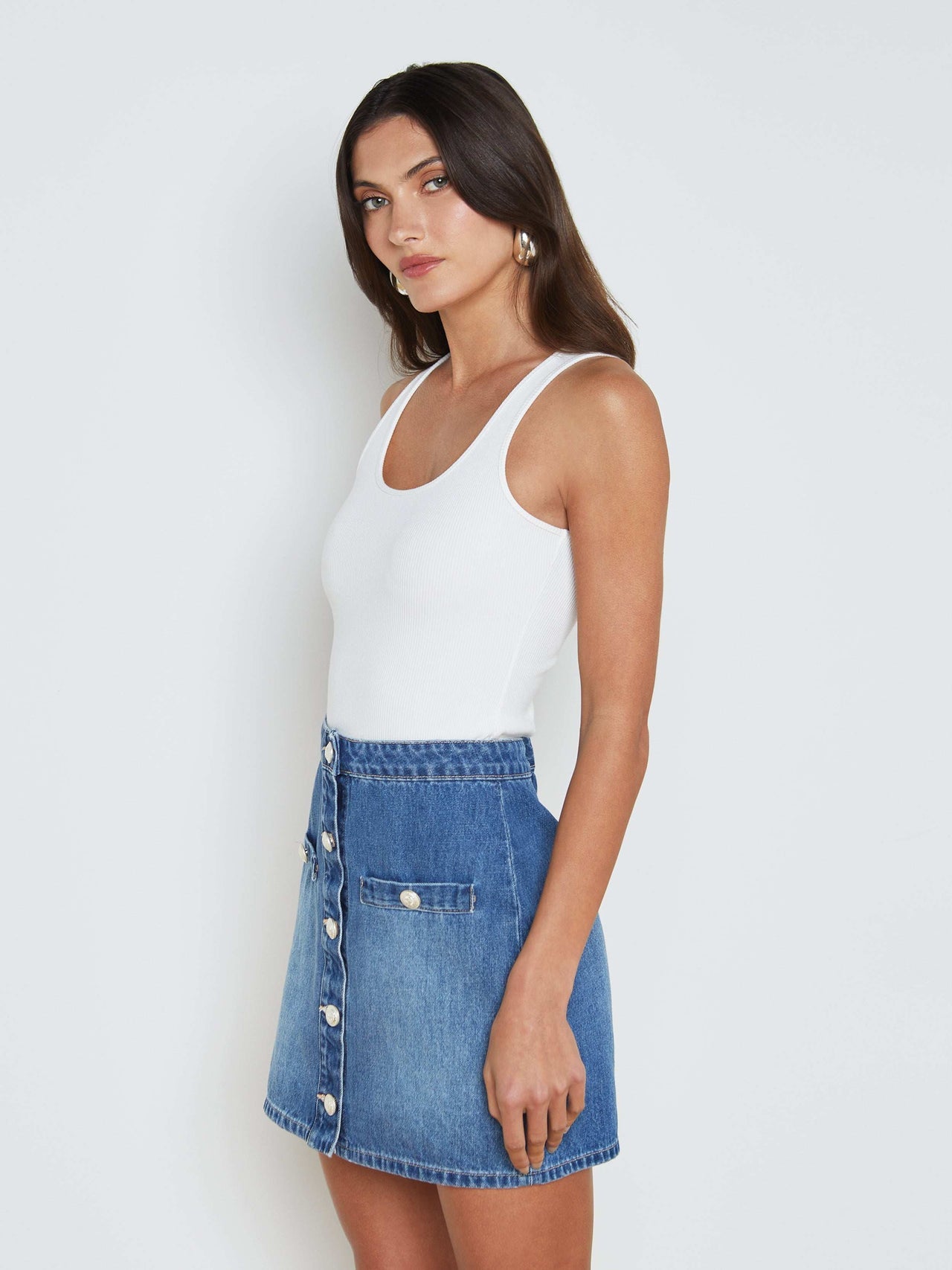 Adira Scoopneck Tank in White