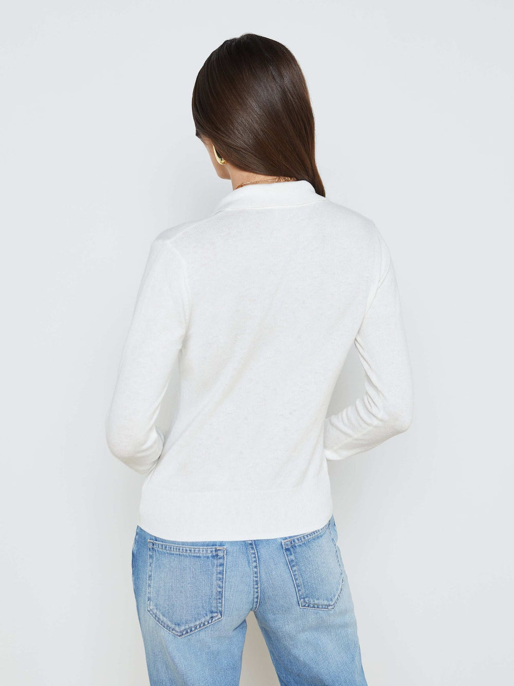Sterling Long Sleeve Sweater in White/Gold