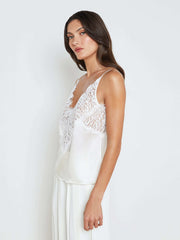 Priya Silk Lace Camisole in White