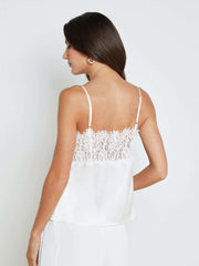 Priya Silk Lace Camisole in White
