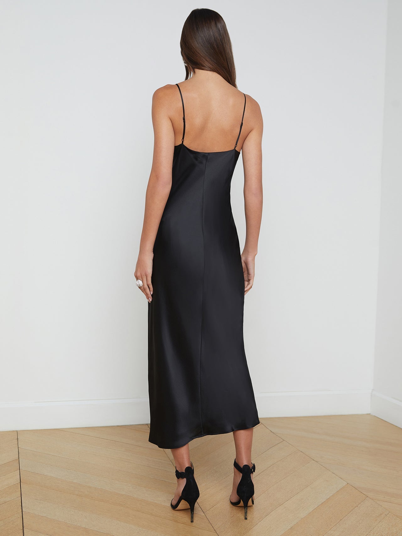 Seridie Silk Slip Dress in Black