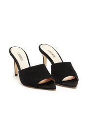 Lolita Suede Open-Toe Mule in Black Suede