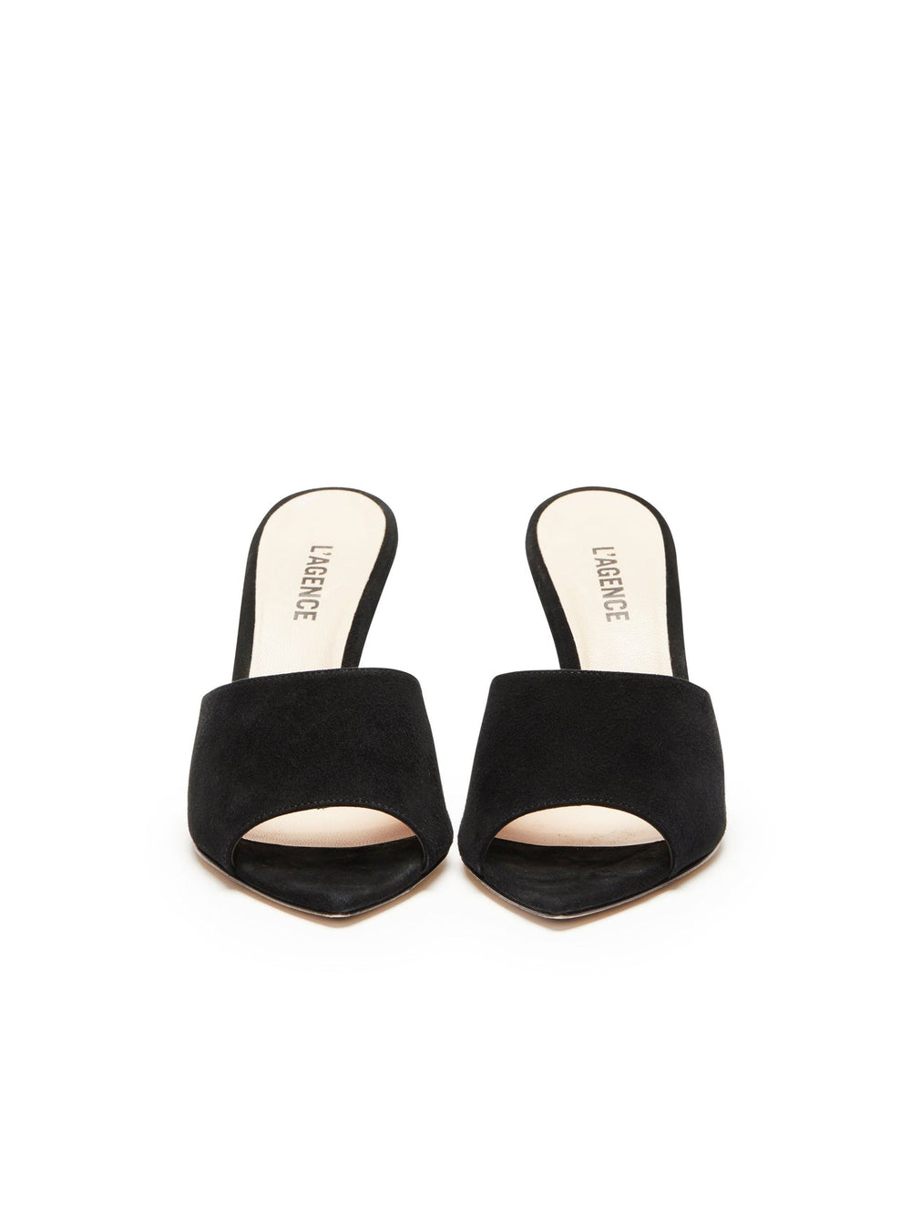 Lolita Suede Open-Toe Mule in Black Suede