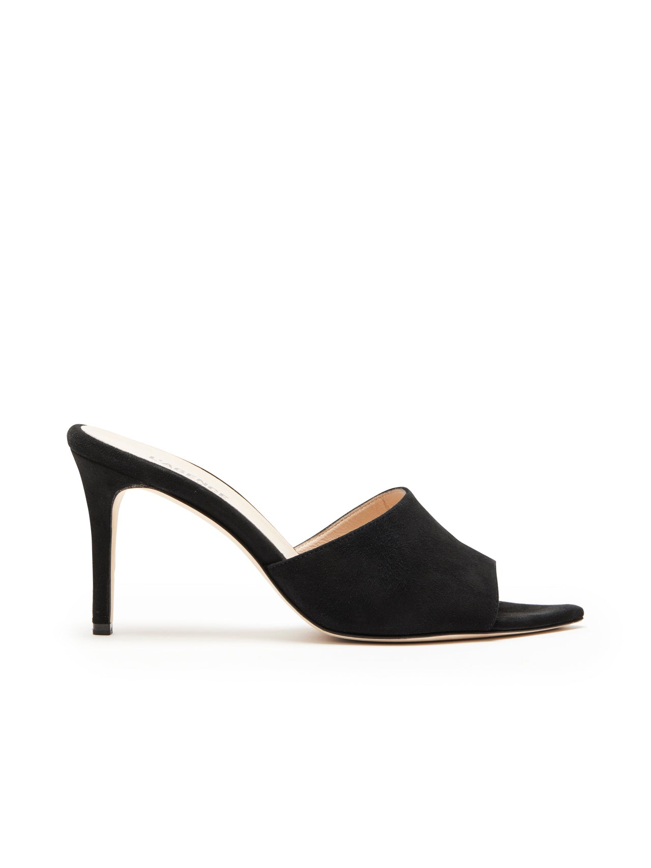 Lolita Suede Open-Toe Mule in Black Suede