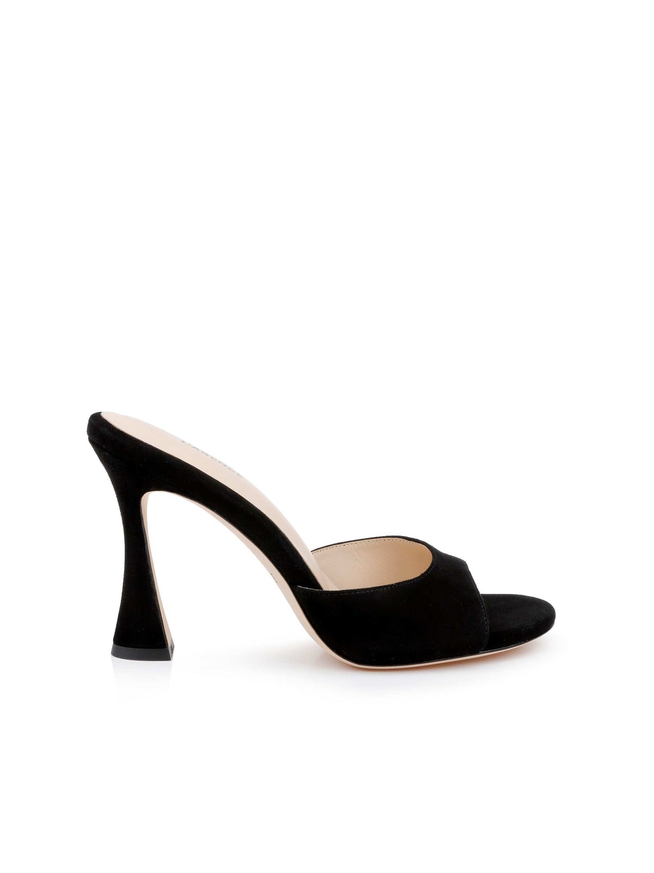 Avery Suede Peep-Toe Mule in Black Suede