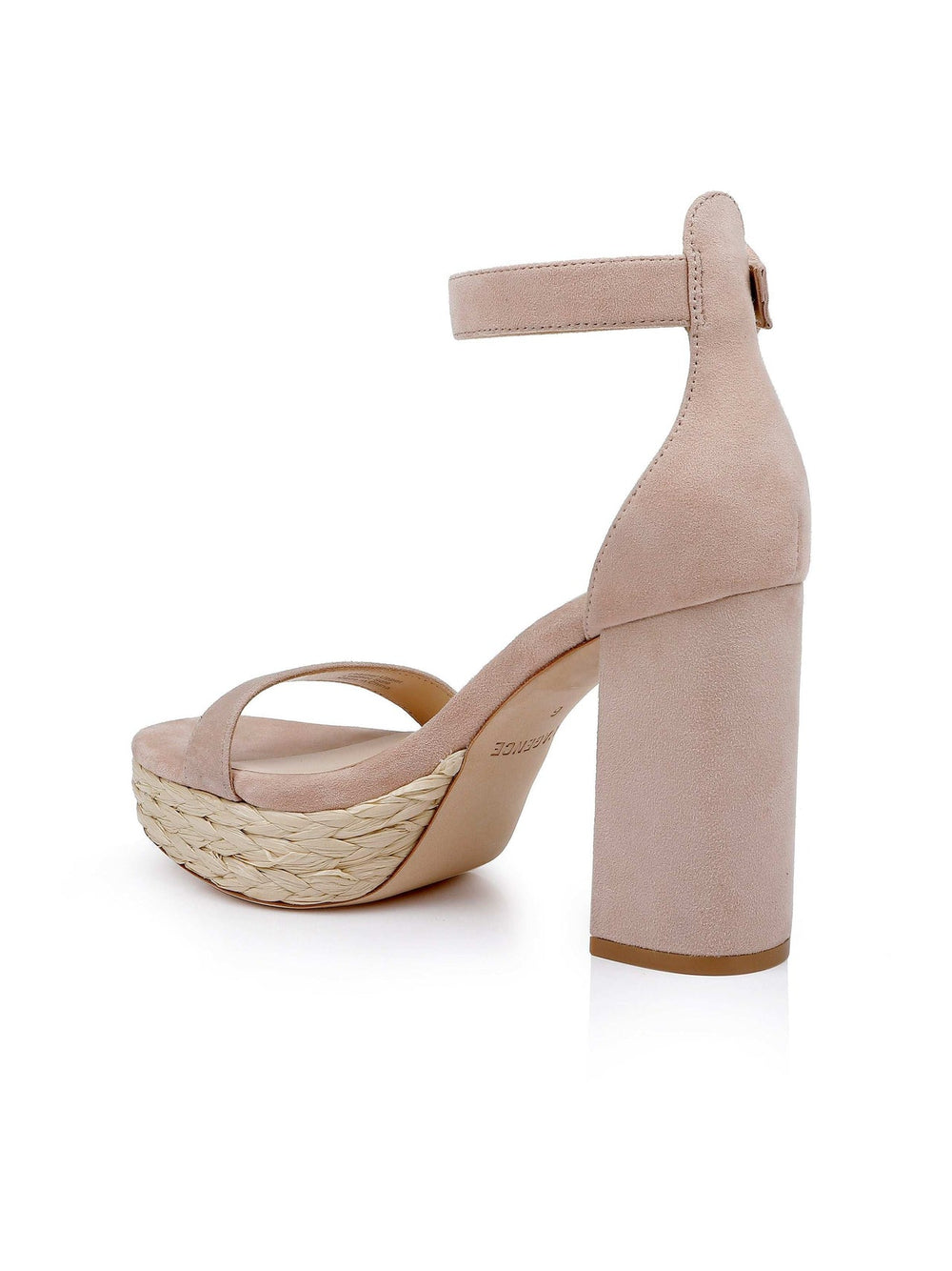 Avia Platform Heeled Sandal in Pecan Suede