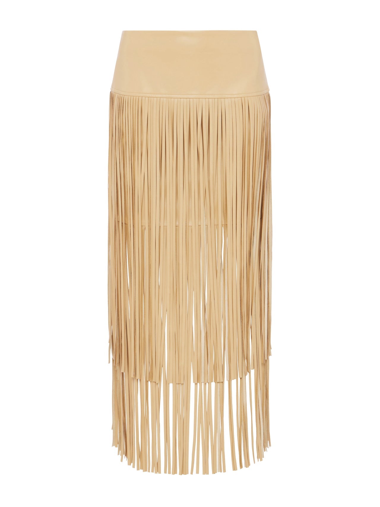 Karolina Vegan Leather Fringe Skirt in Croissant
