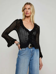 Solaris Crocheted Cardigan in Black