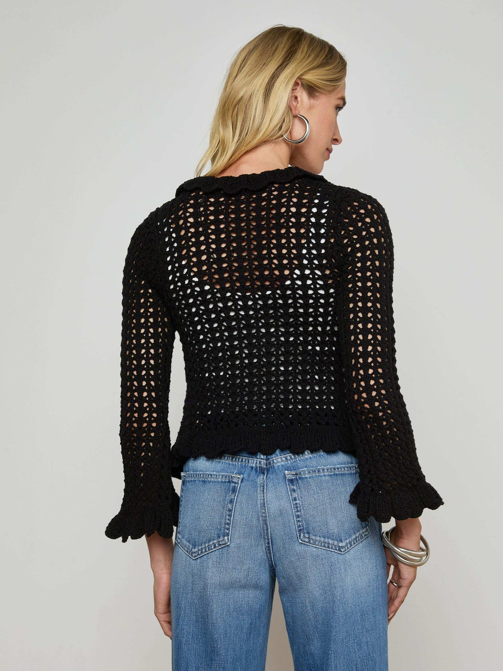 Solaris Crocheted Cardigan in Black