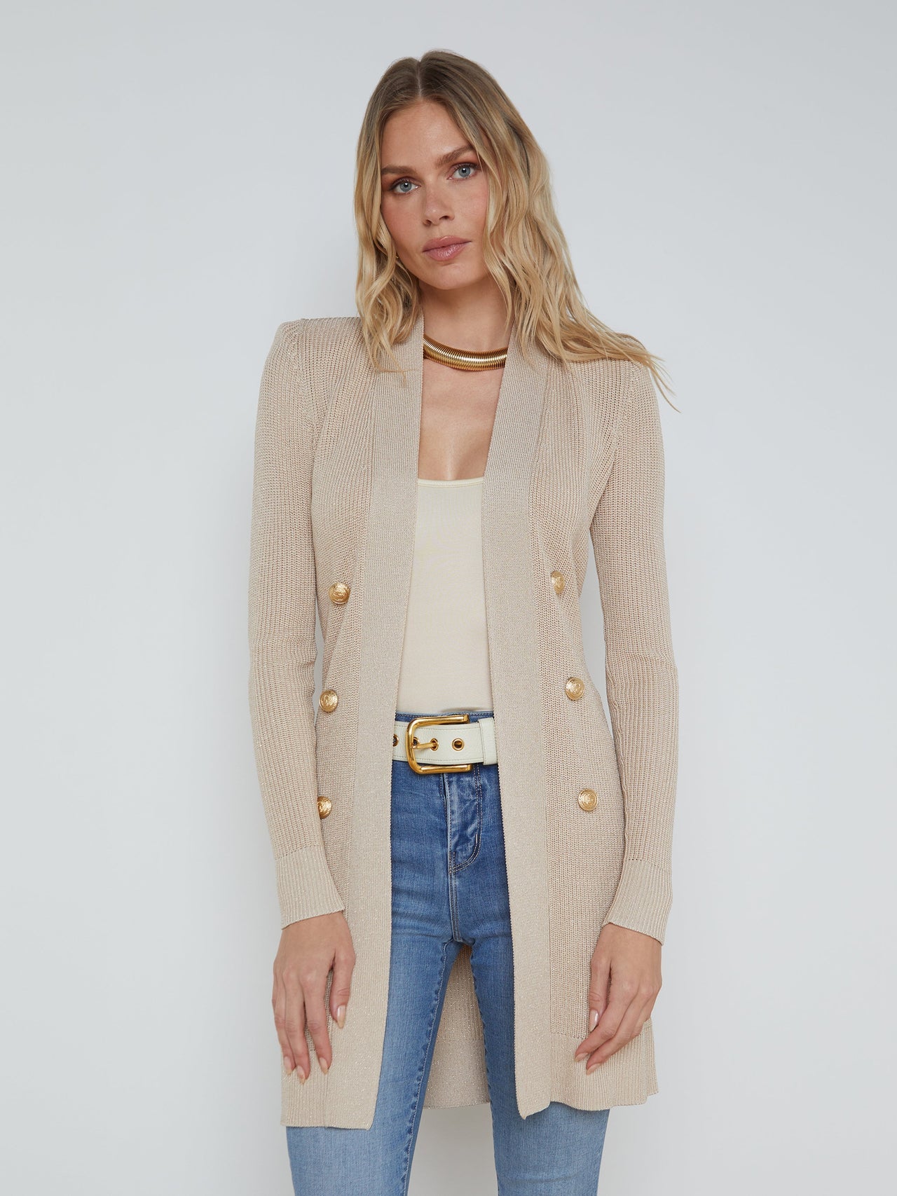 Noe Double-Breasted Cardigan in Pecan