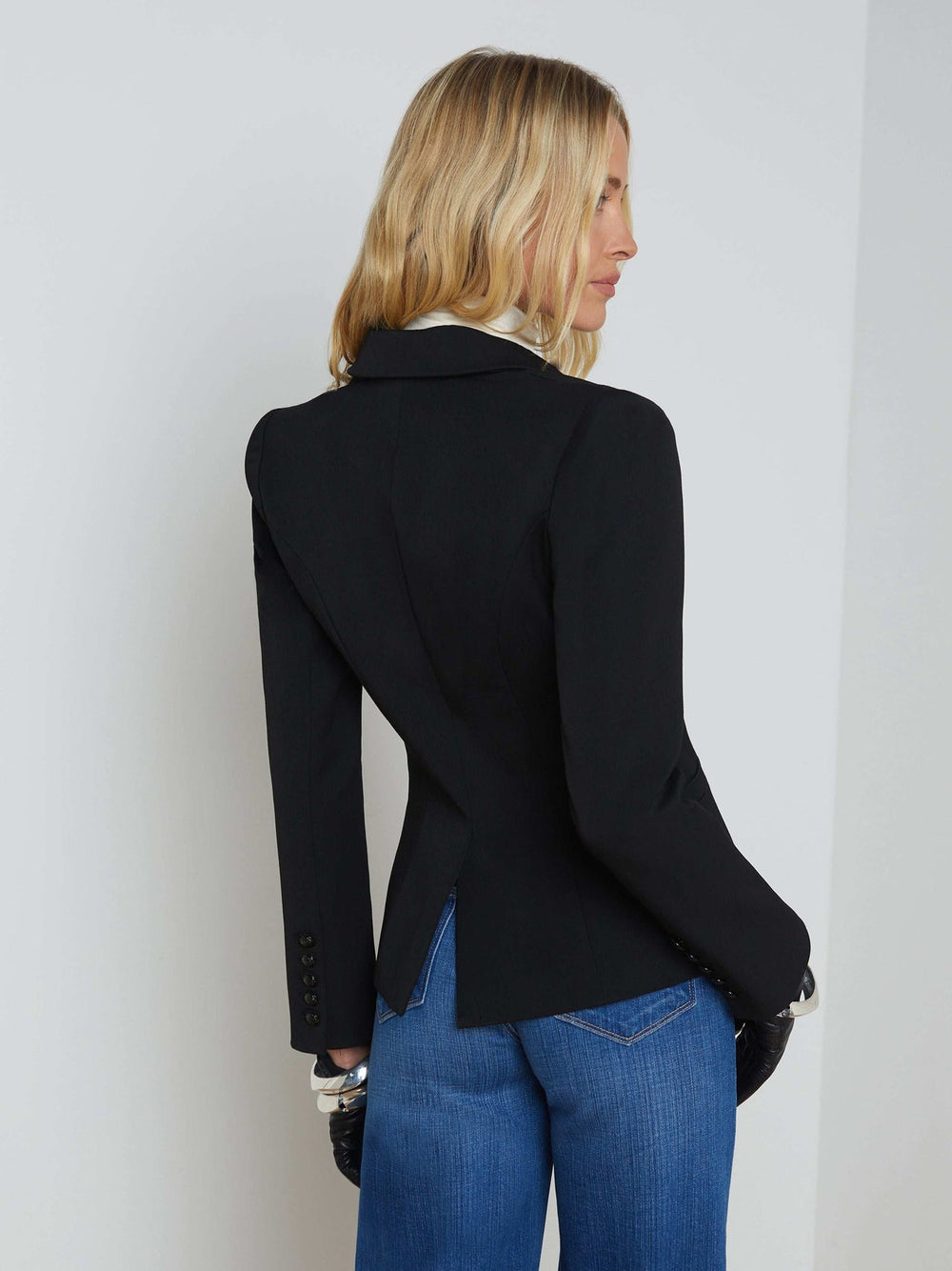 Marie Double-Breasted Slim-Fit Blazer in Black