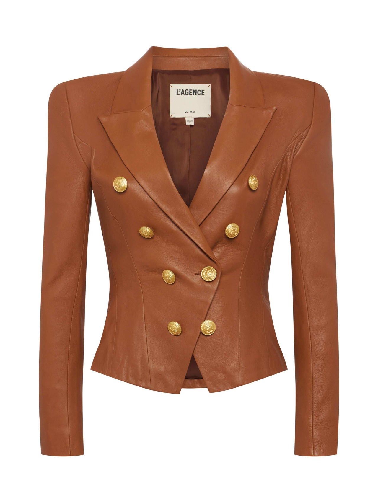 Bethany Leather Blazer in Soft Cognac