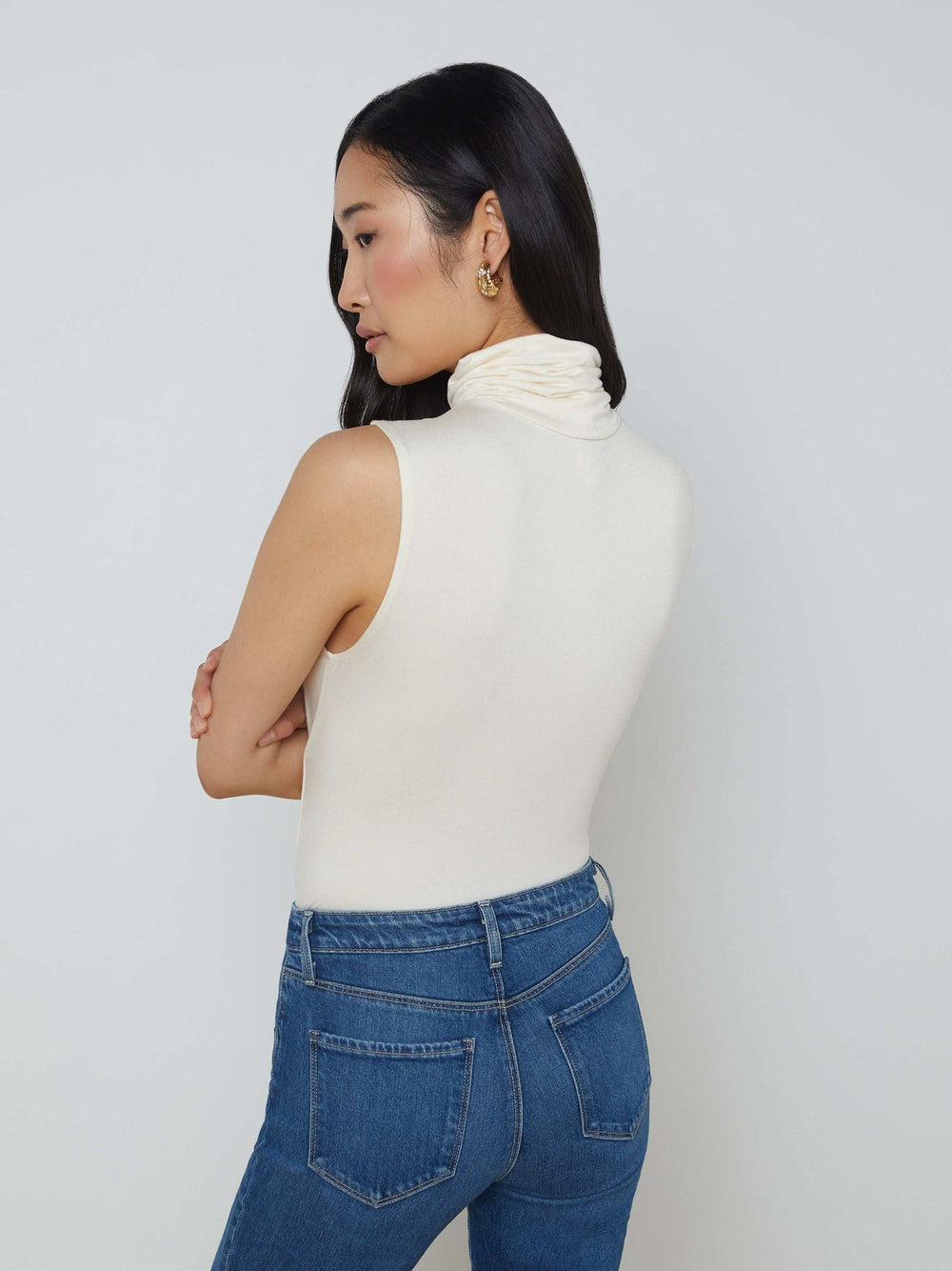 Ceci Sleeveless Turtleneck in Vintage White