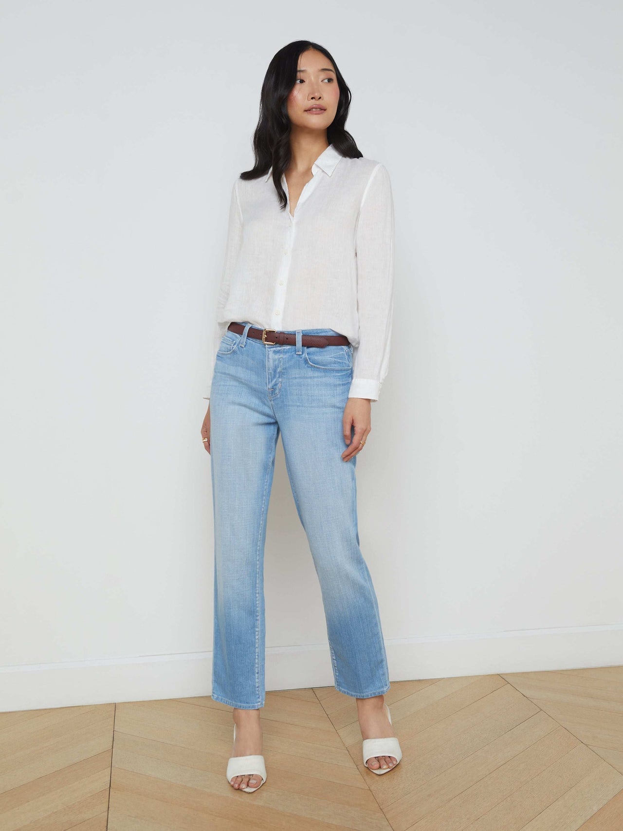 Tyler Long Sleeve Linen Blouse in White