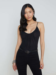 Gelina Ruched Bodysuit in Black
