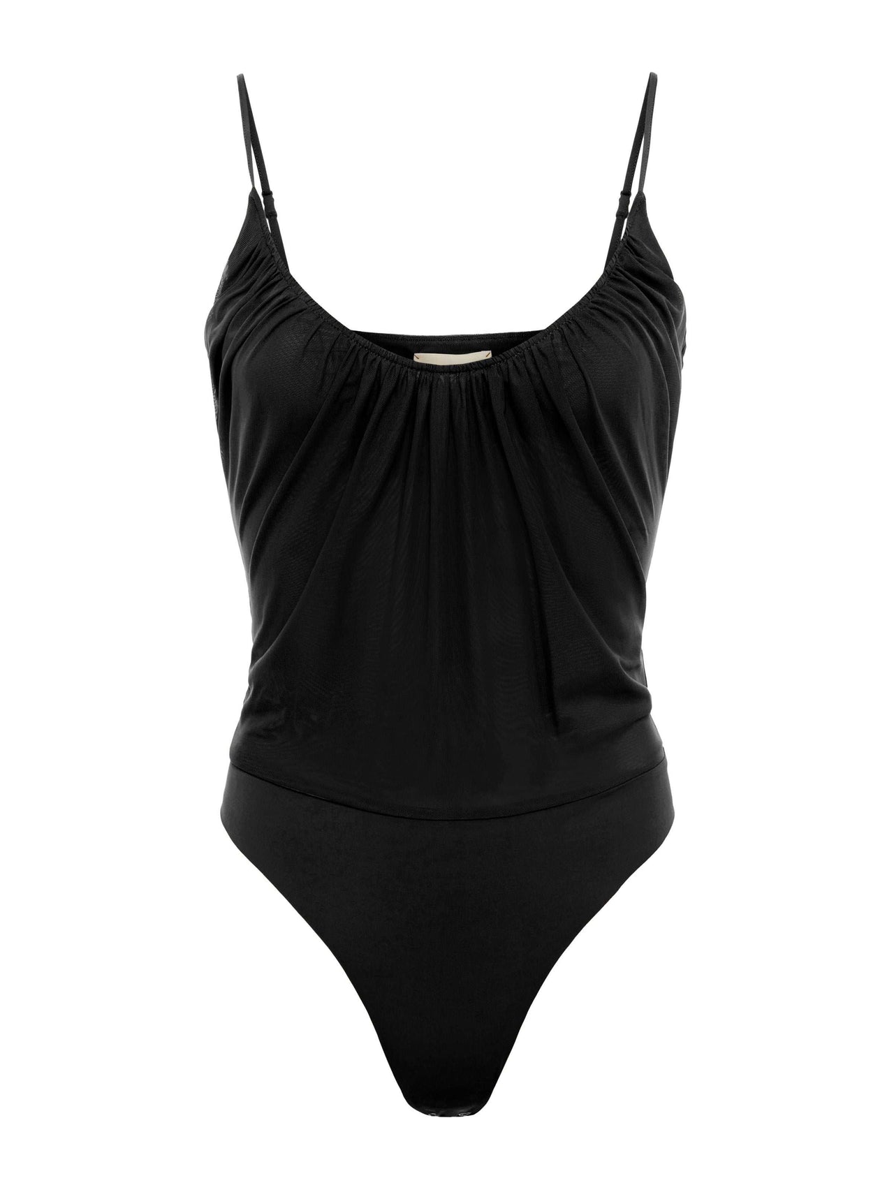 Gelina Ruched Bodysuit in Black