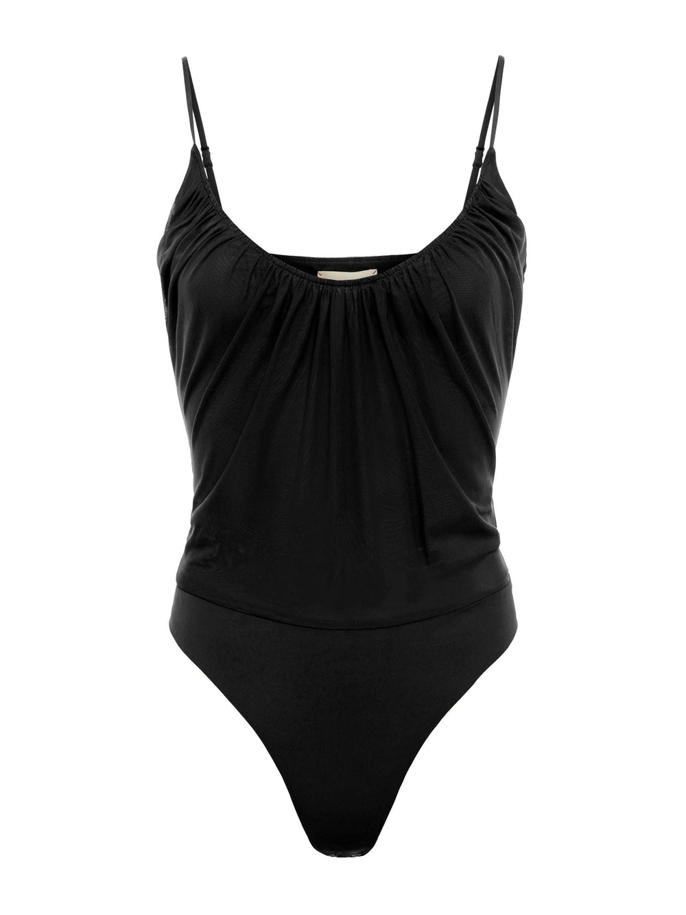 Gelina Ruched Bodysuit in Black