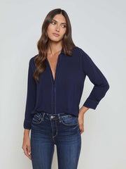 Marlene Blouse in Navy/White Contrast