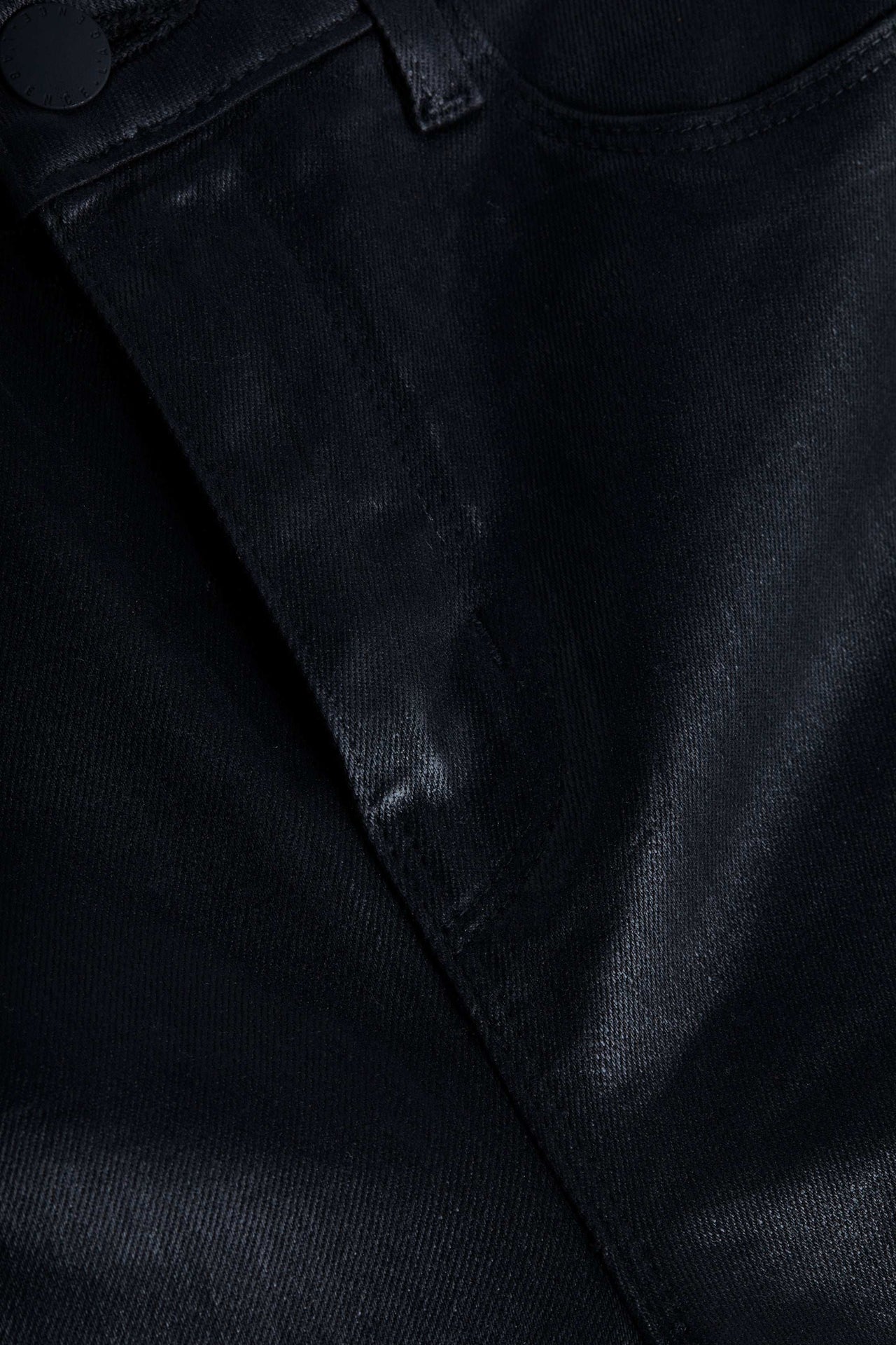 Clayton Coated High-Rise Wide-Leg Jean in Noir Coated