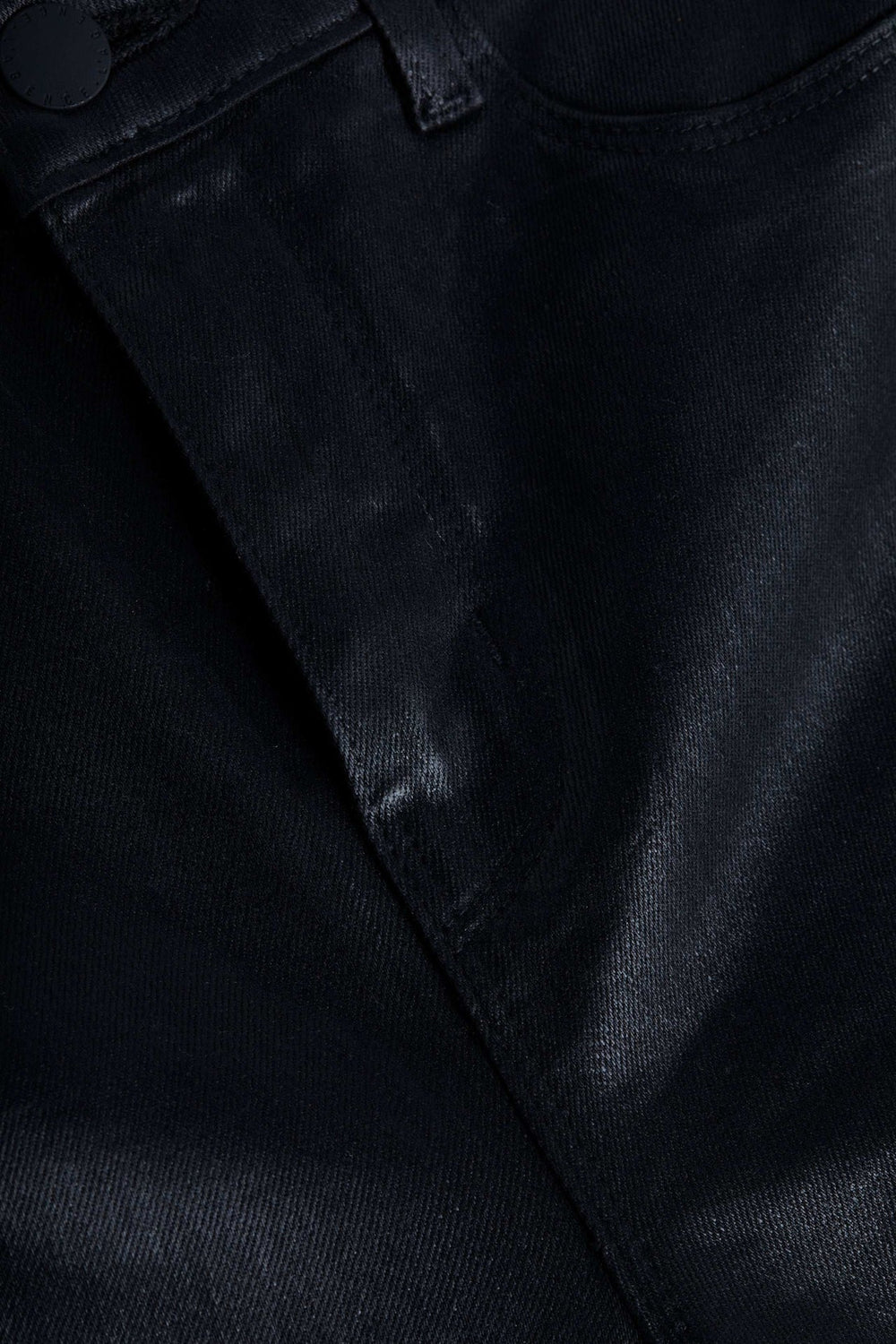 Clayton Coated High-Rise Wide-Leg Jean in Noir Coated