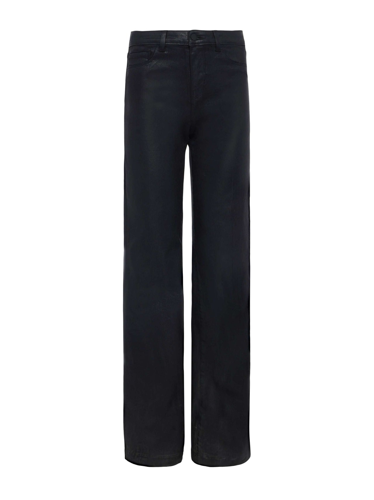 Clayton Coated High-Rise Wide-Leg Jean in Noir Coated