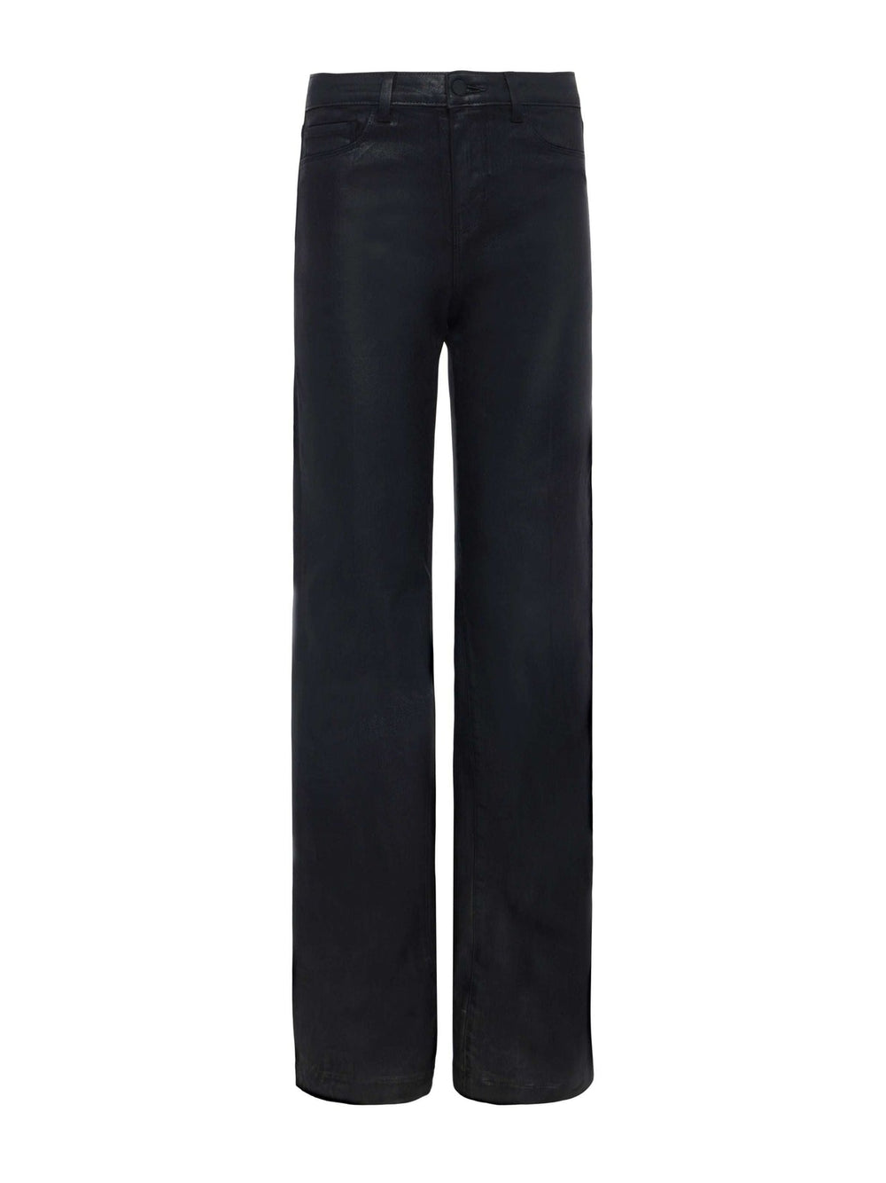 Clayton Coated High-Rise Wide-Leg Jean in Noir Coated