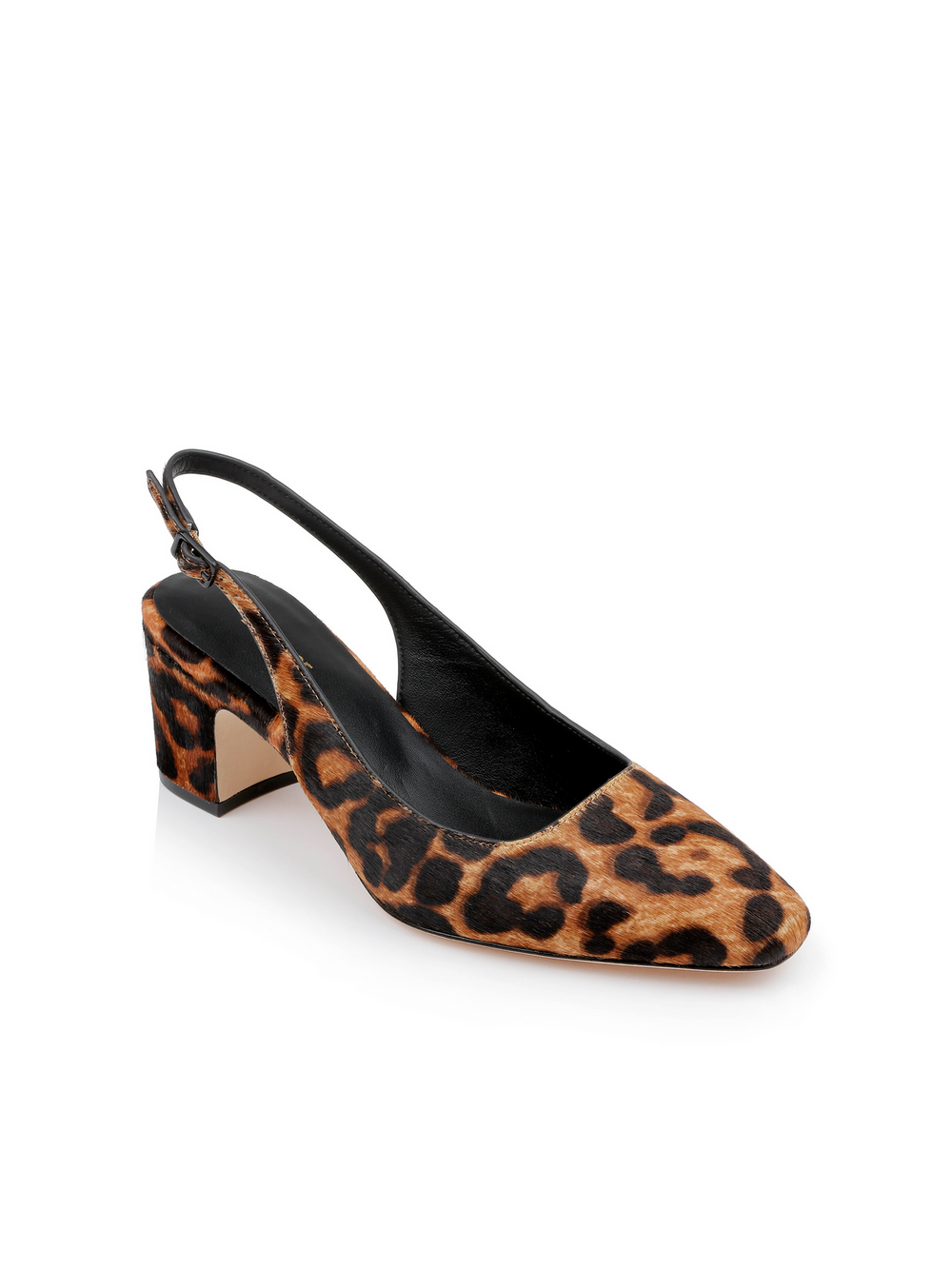 Elaina Leather Slingback in Natural Leopard Hair