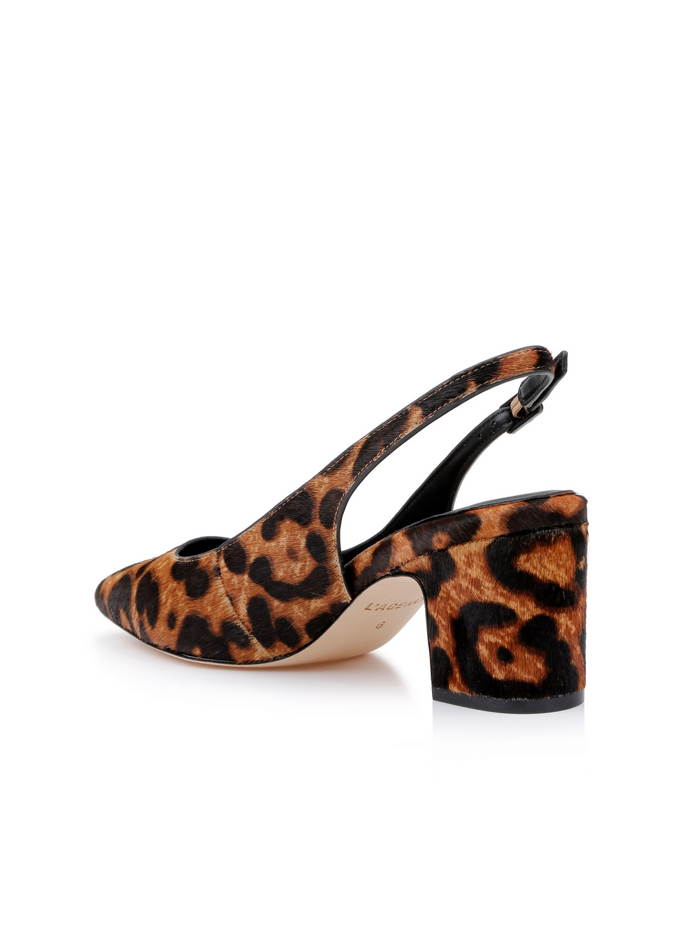 Elaina Leather Slingback in Natural Leopard Hair