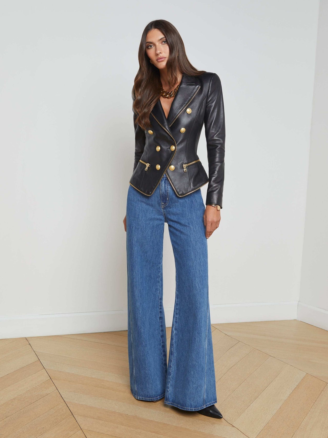 Ottilie Leather Blazer in Black