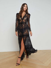 Poe Lace Maxi Dress in Black