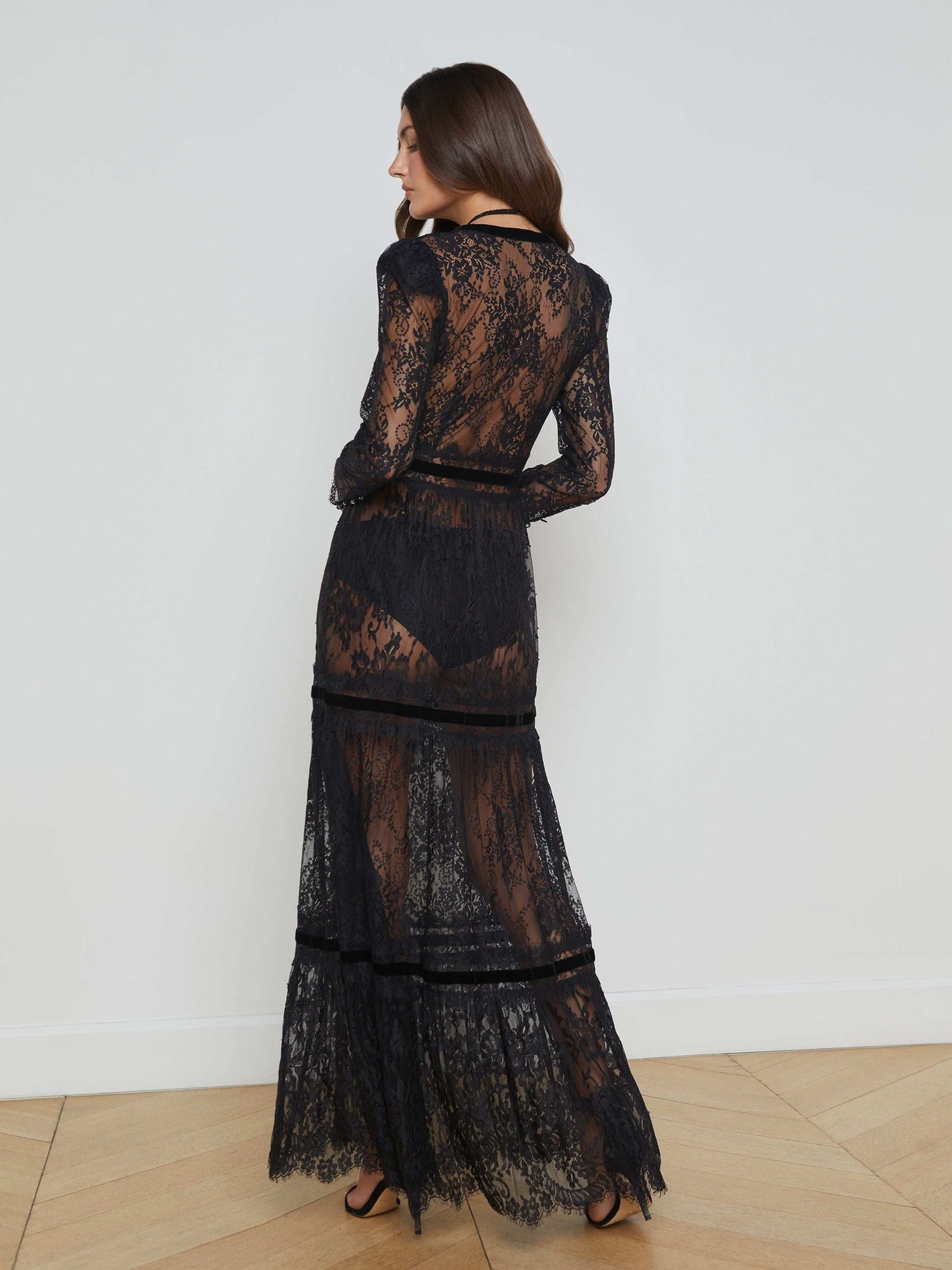 Poe Lace Maxi Dress in Black