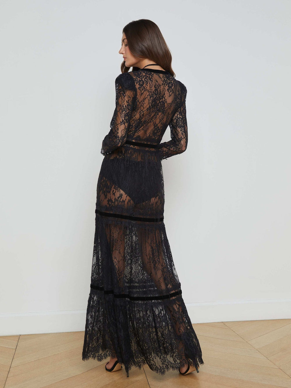 Poe Lace Maxi Dress in Black