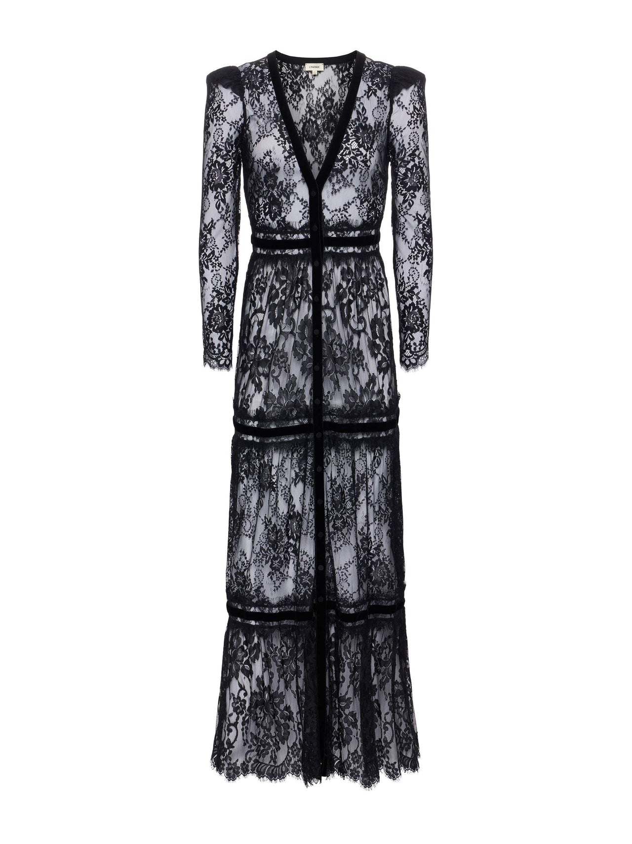 Poe Lace Maxi Dress in Black