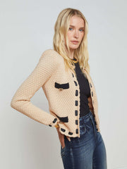 Astor Cardigan in Biscuit/Black