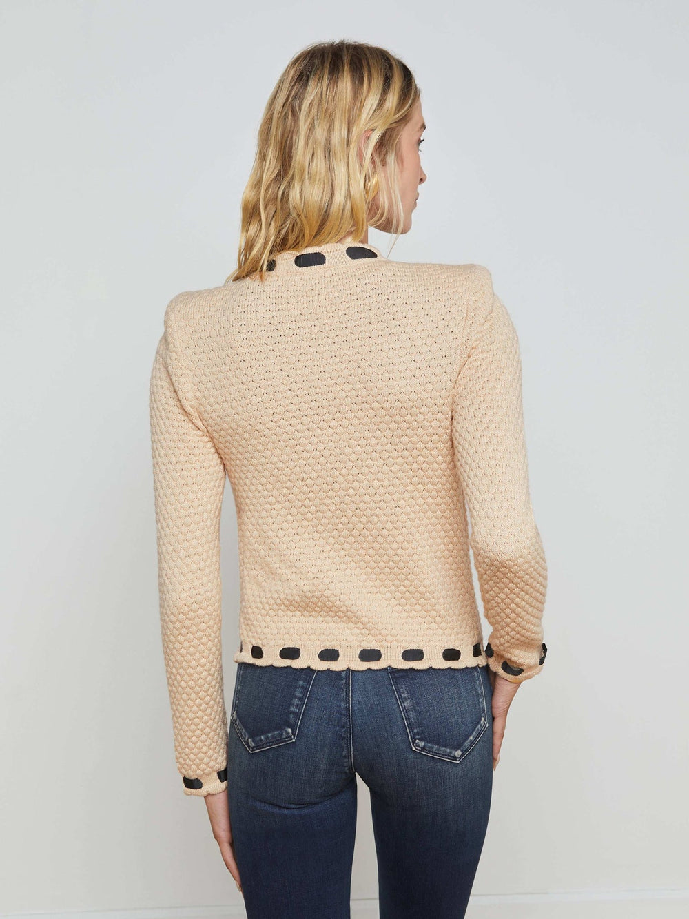 Astor Cardigan in Biscuit/Black