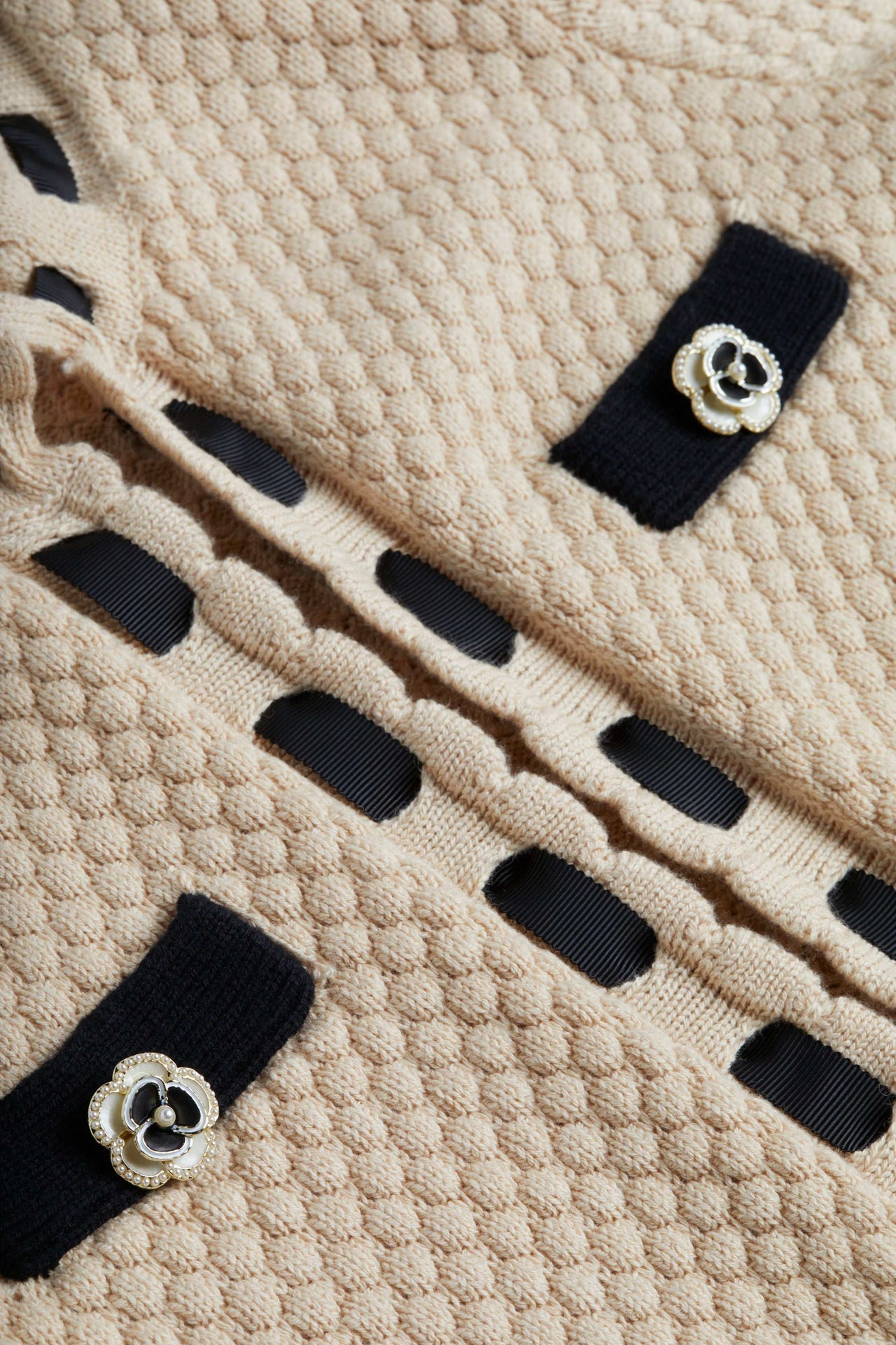 Astor Cardigan in Biscuit/Black