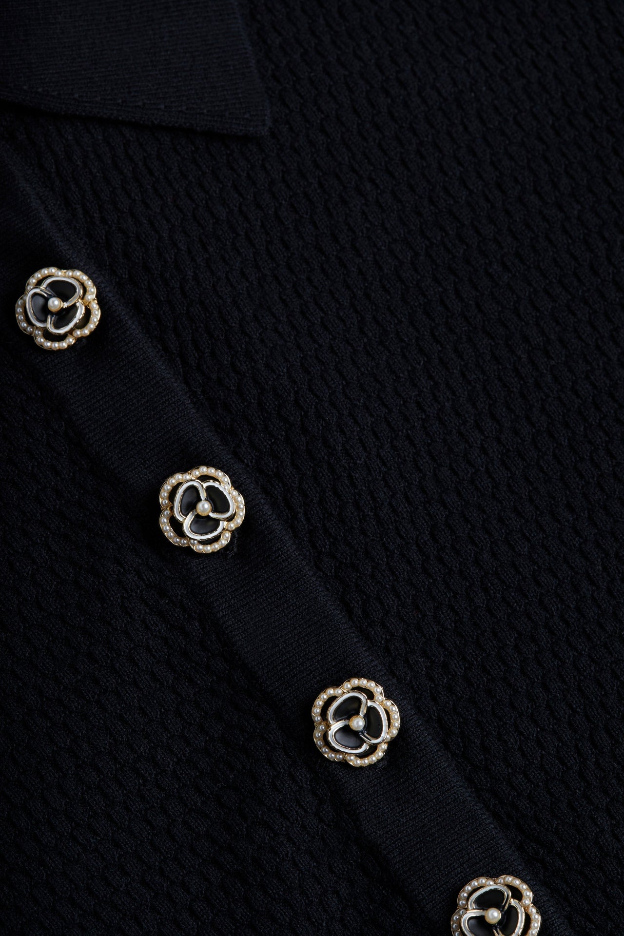 Sterling Long Sleeve Sweater in Black/Jewel Button