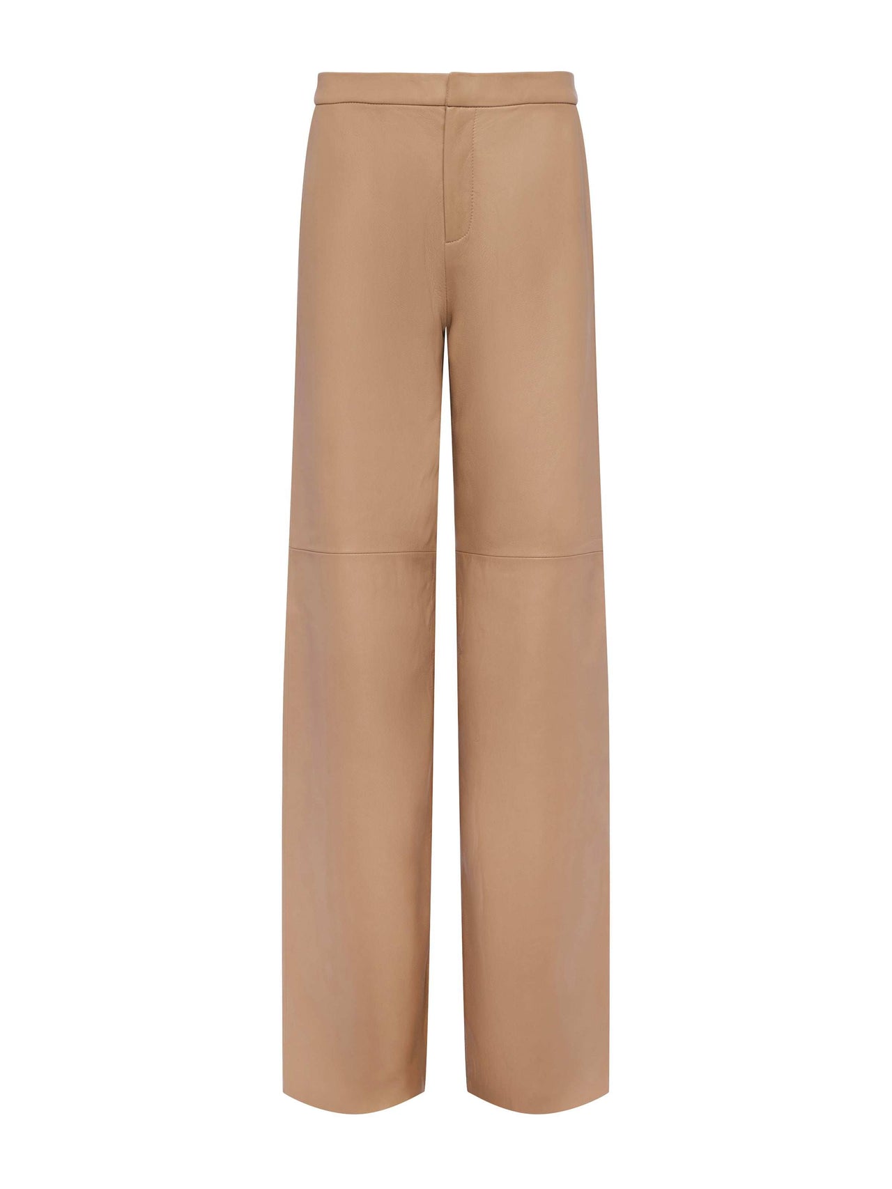 Livvy Leather Straight-Leg Trouser in Cappuccino