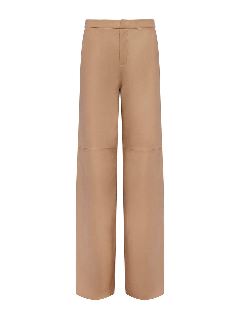 Livvy Leather Straight-Leg Trouser in Cappuccino