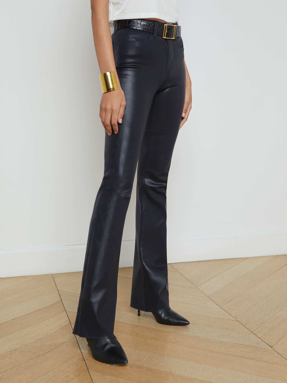 Ruth Coated Straight-Leg Jean in Metro Coated